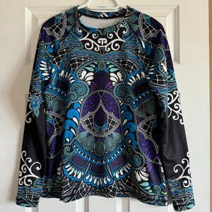 Athleta paisley top. Size L. Black, purple, blue